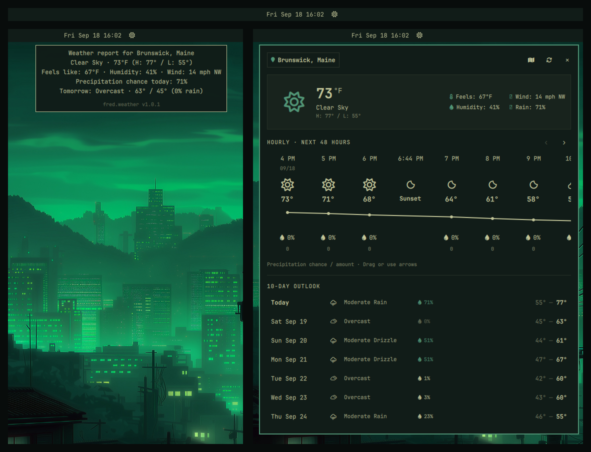 fred.weather screenshot